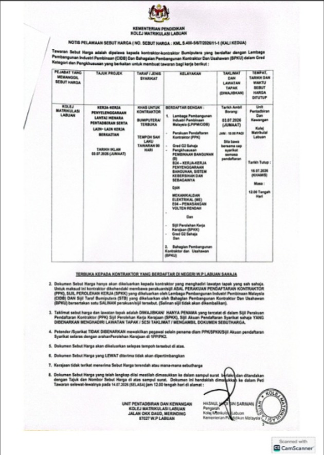 notis sebut harga